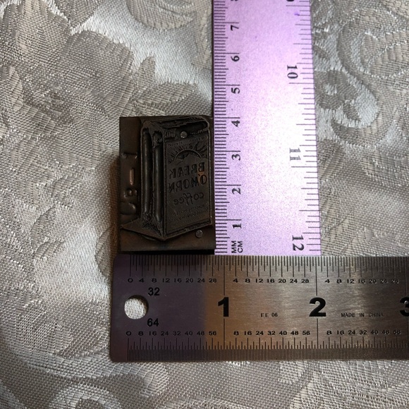 Antique Wooden Print Block Copper Coffee Break O’Morn Ad - Picture 5 of 5